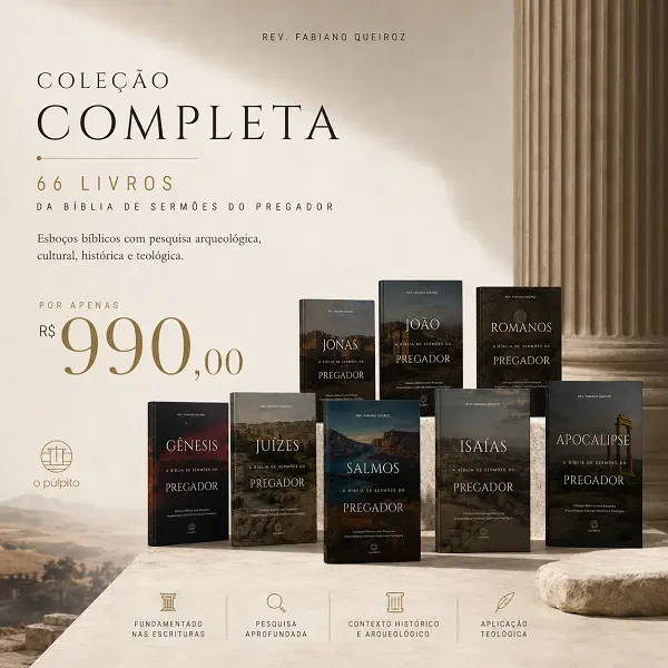 Biblioteca com 66 Livros: A Bíblia de Sermões do Pregador 1 Promoção de Livros de Esboços de Pregação em Todos os Livros da Bíblia