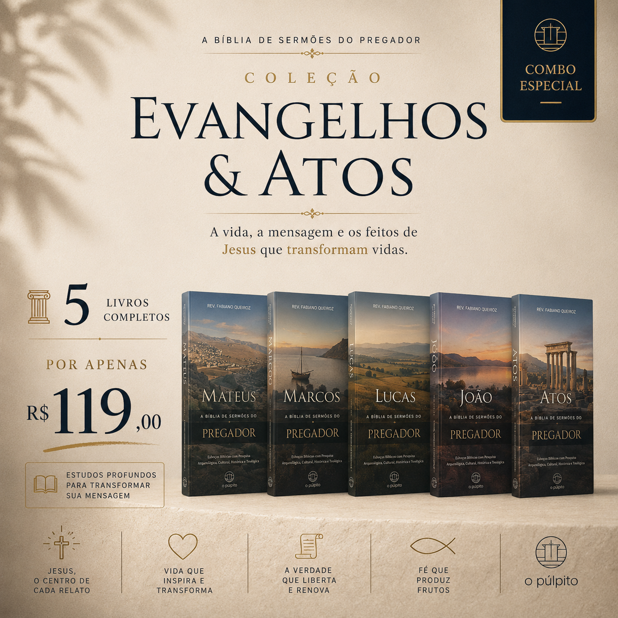Combo Evangelhos e Atos: A Bíblia de Sermões do Pregador 1 Promoção Combo Evangelhos e Atos dos Apóstolos