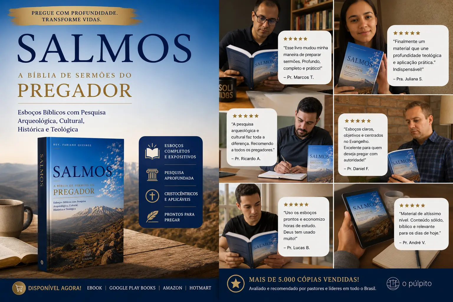 Coleção de Livros de Esboço de Pregação, Sermões e Estudos Bíblicos - Rev. Fabiano Queiroz